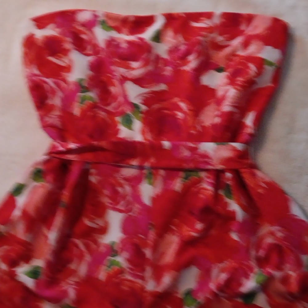 Floral Red and Pink Sleeveless Romper